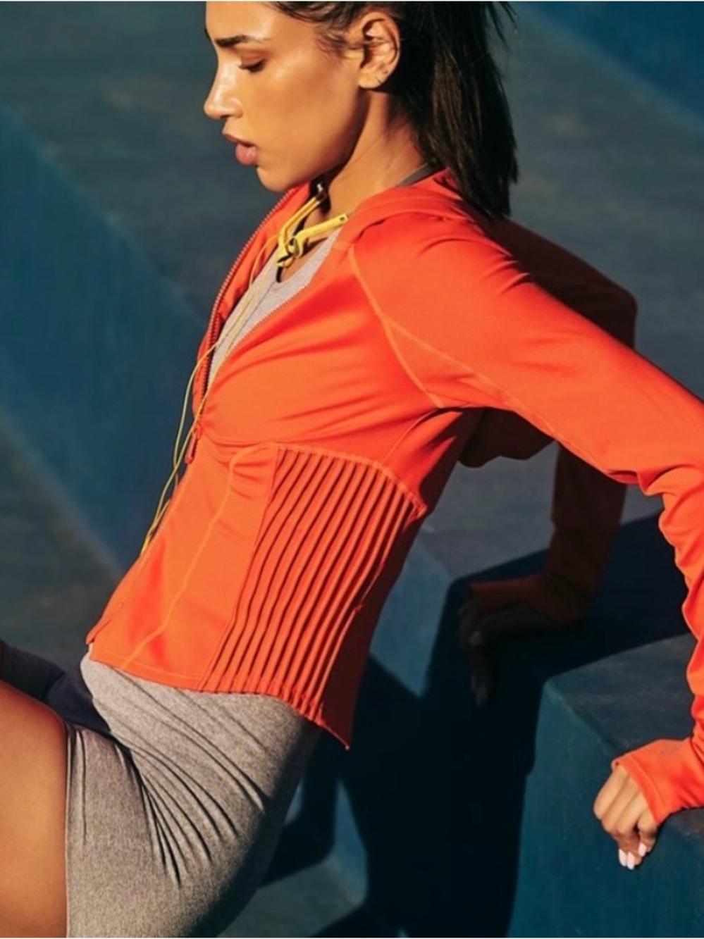 Free People Movement Playing for Keeps Flame Orange Zip-Up Hoodie